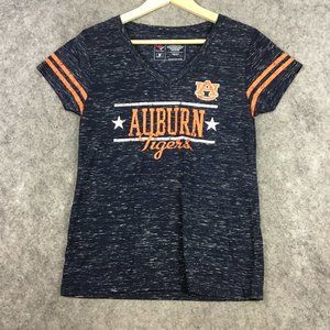 Auburn Tigers T Shirt Womens Juniors M Space Dye Burnout V Neck School Pride